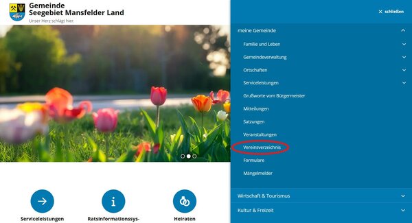 Bild vergr&ouml;&szlig;ern: Hinweis zum Vereinsverzeichnis auf unserer Homepage
