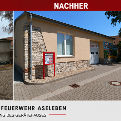 FW Gerätehaus vorher-nachher / frontal