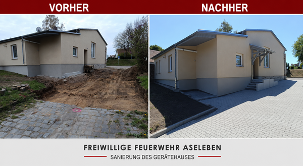 Bild vergr&ouml;&szlig;ern: FW Gerätehaus Aseleben vorher-nachher / Seitenansicht